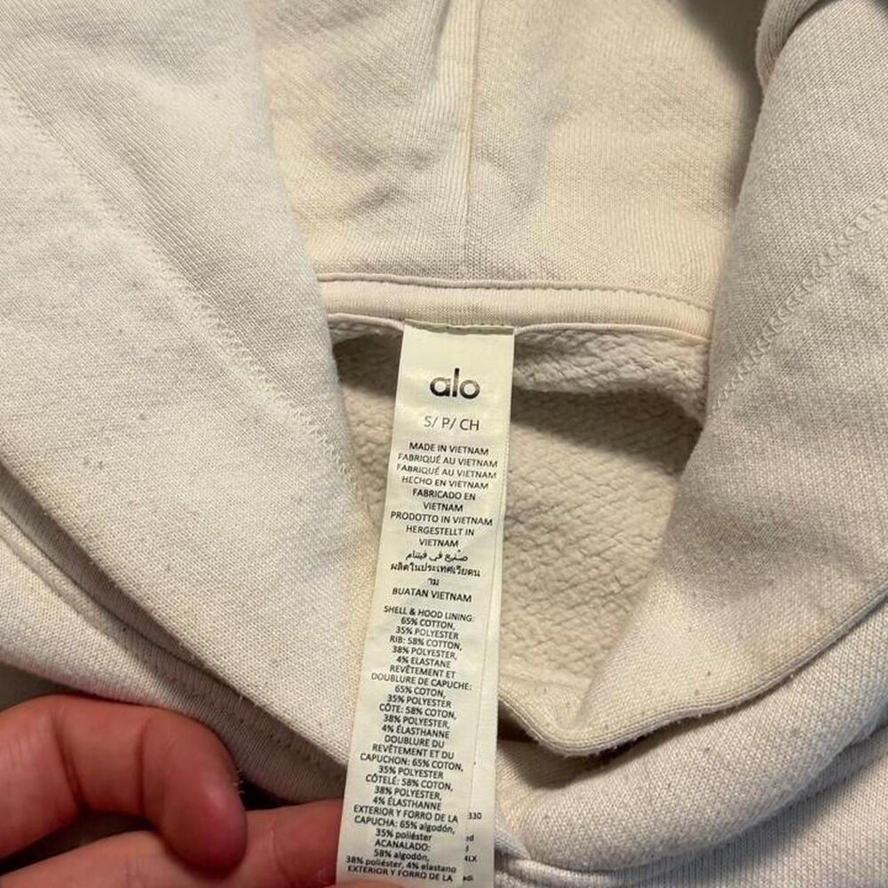 Alo Yoga White Cropped Hoodie Womens Small - Gem